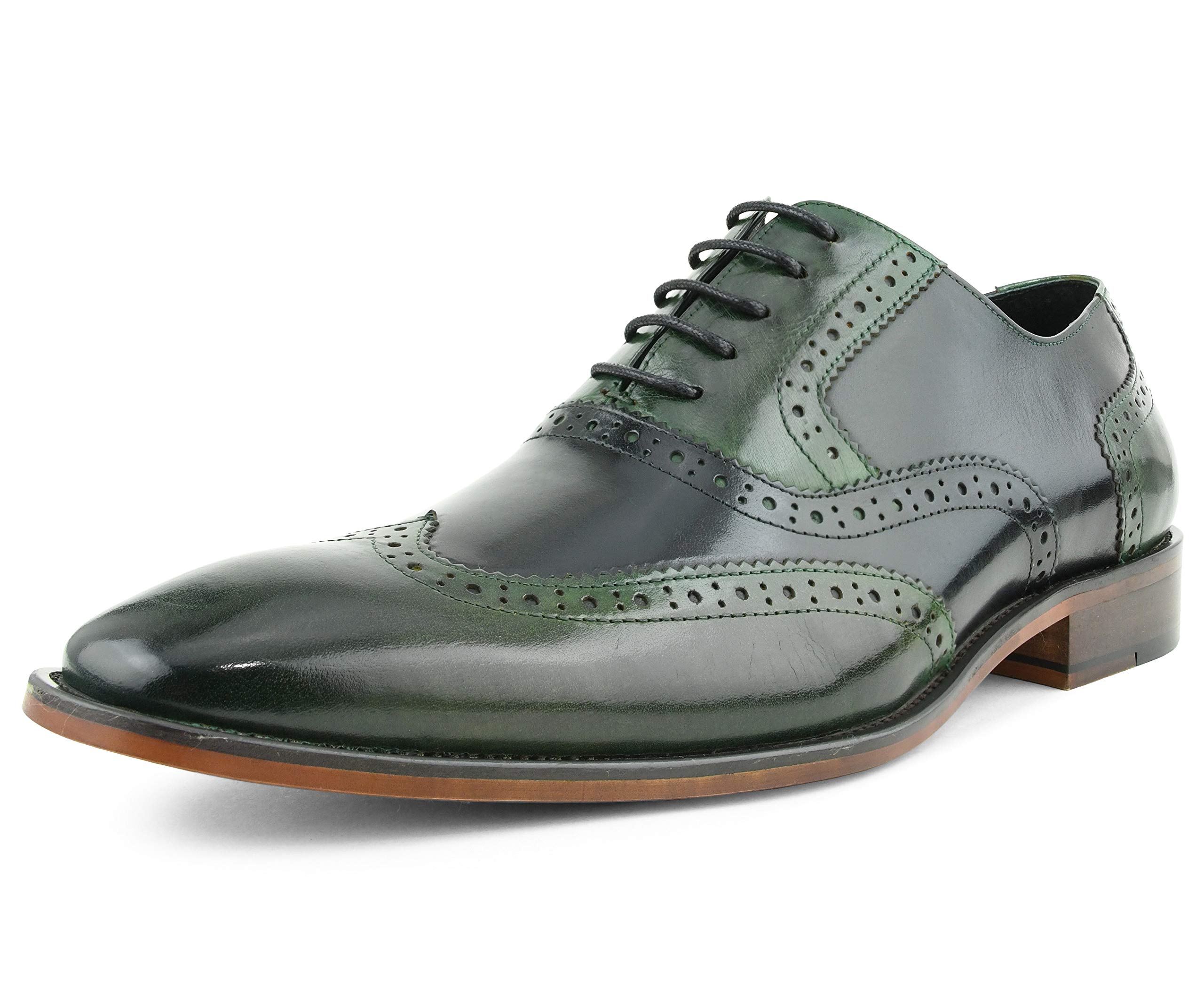 Asher GreenAG100 - Men's Dress Shoes - Genuine Calf Leather Wingtip Oxfords - Two Tone and Multi Tone Mens Dress Shoes