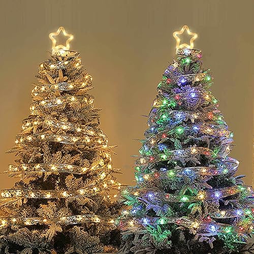 Árbol de Navidad LED de 16.4 pies con luces LED, decoración de árbol de Navidad con iluminación, adorno de árbol de Navidad (B)