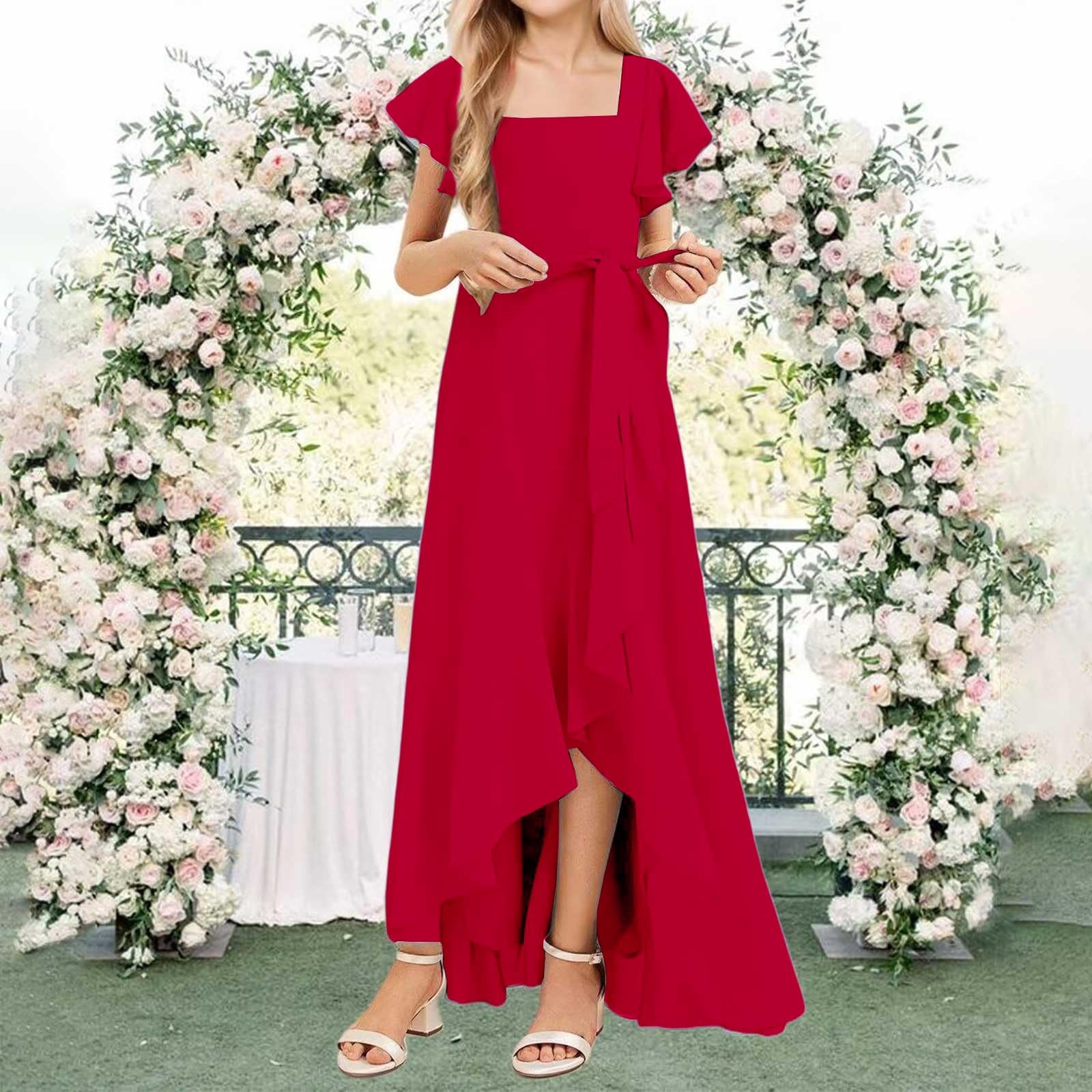 Vestido de verano para niñas, vestido largo de gasa con volantes, vestido largo de boda, vestido de dama de honor, vestido de noche de cumpleaños