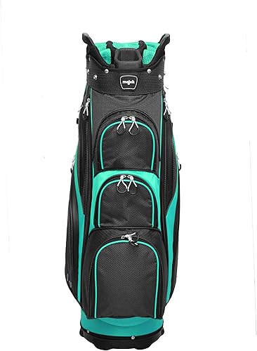Miniatura 5 de Majek Premium - Bolsa de golf para mujer, color negro y verde azulado (9.6in, 14 vías)