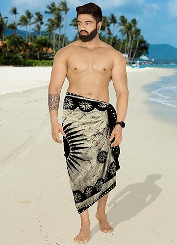 Miniatura 4 de LA LEELA Pareo regular para hombre para surfear, Dashiki, pareo largo para la playa