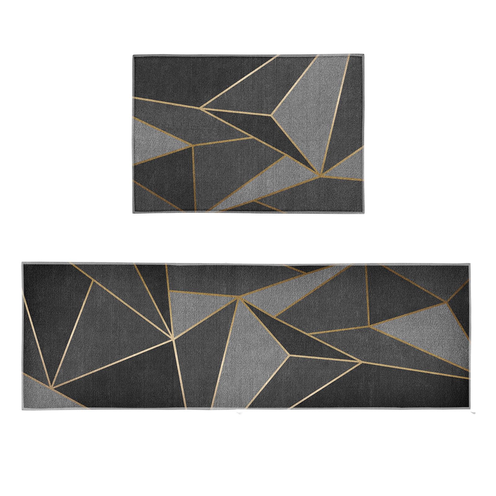 Set di 2 tappeti da cucina, antiscivolo, lavabili, anti-affaticamento, tappeti da cucina con adesivi antiscivolo per la decorazione della casa (stile L, 40 x 60 + 40 x 120 cm)