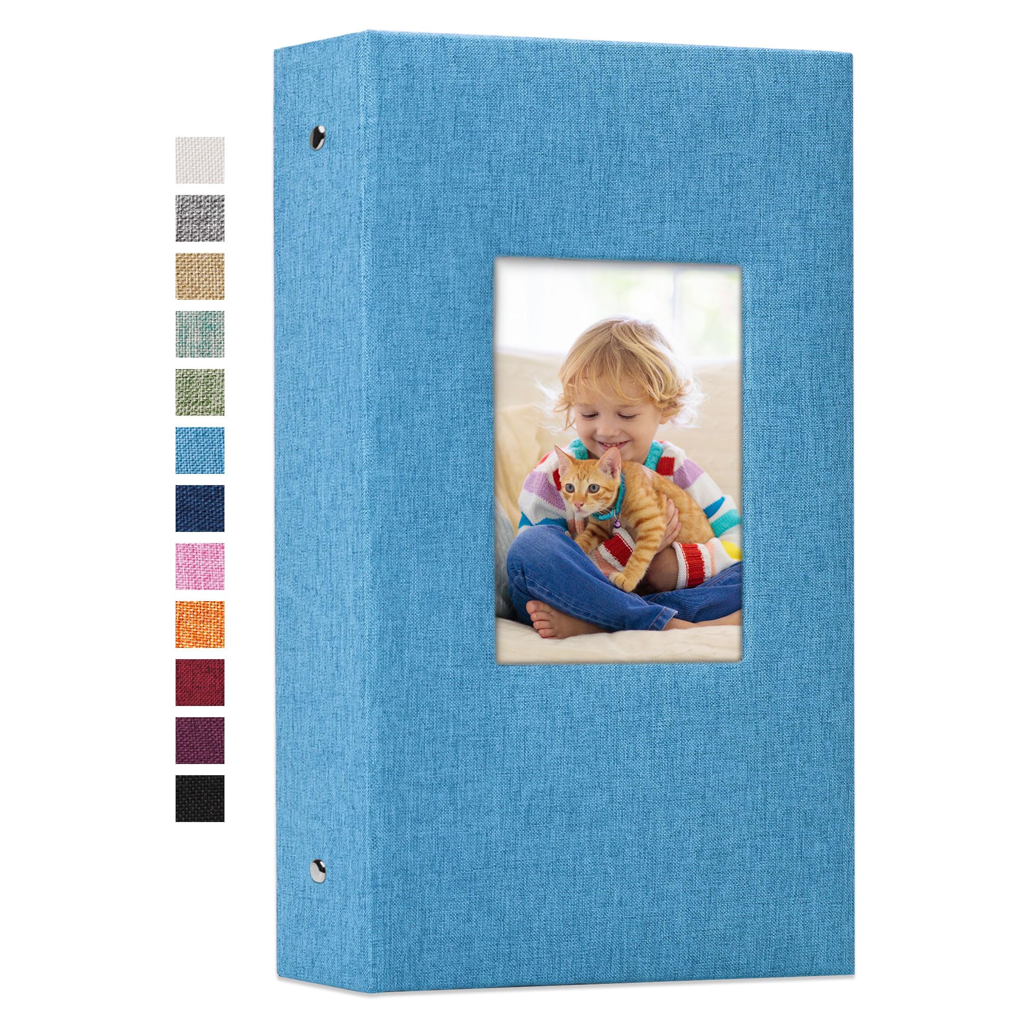 Vienrose 4x6 Photo Album,300 Pockets,Linen Cover with Window,Sky Blue — image 1