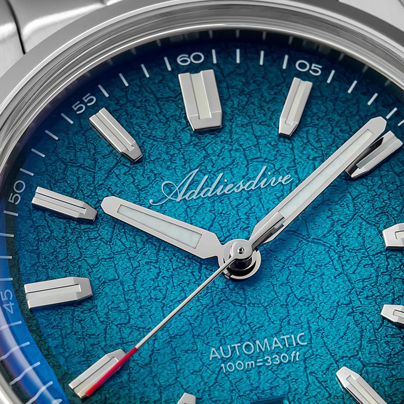 ADDIESDIVE Orologio Uomo Automatico 8215 Movimento Cinturino Gomma Fluorurata FKM Impermeabile 100 M K1 Vetro Bolla AD2531 BGW9 Luminoso Quadrante con Gradiente