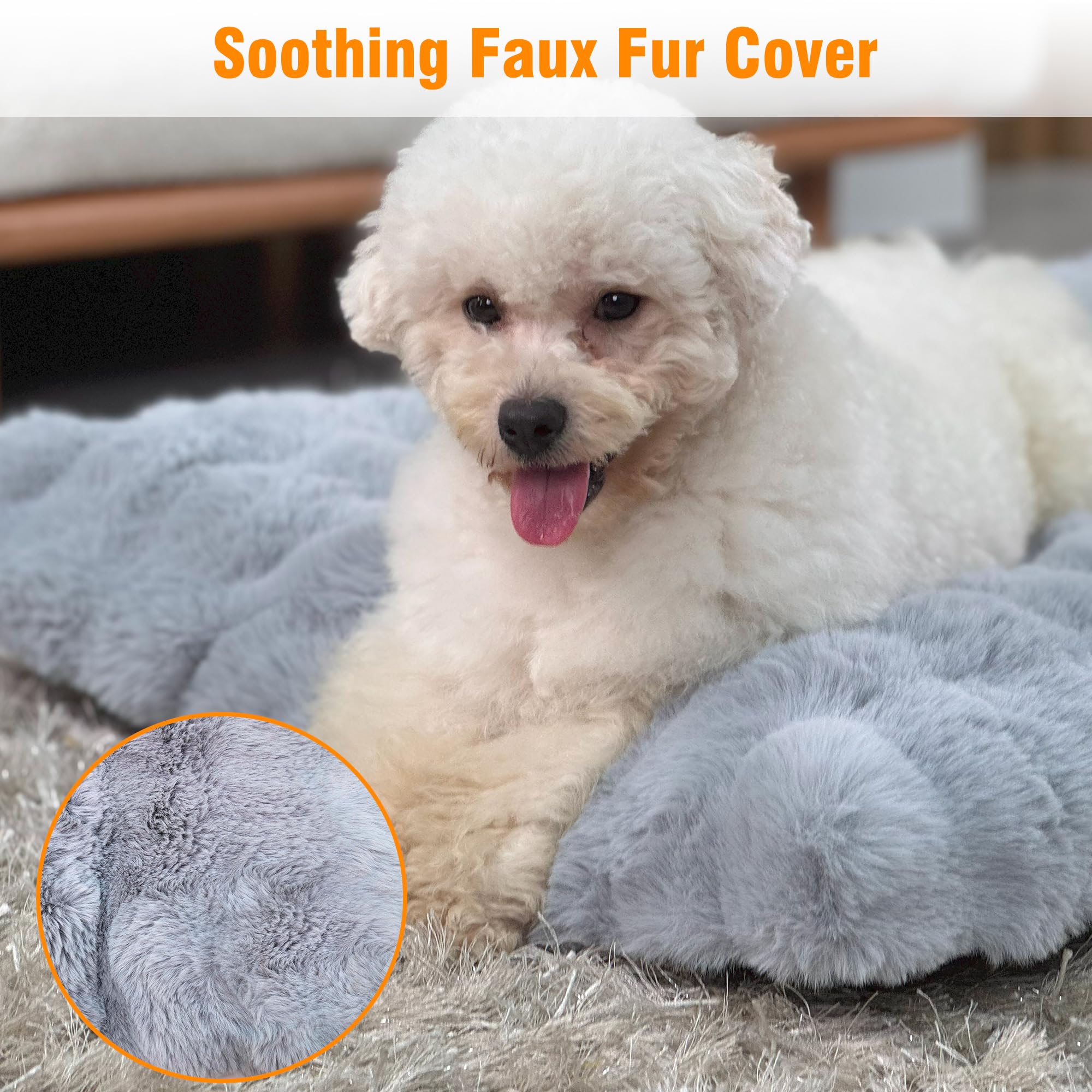 BingoPaw Cuccia per cani Taglia Grande: 130x110x12 cm Lettino cani Sfoderabile Lavabile Materassino cane Impermeabile, Cuscino Soffice Morbido Peloso Antiscivolo per animali domestici, 3XL Grigio