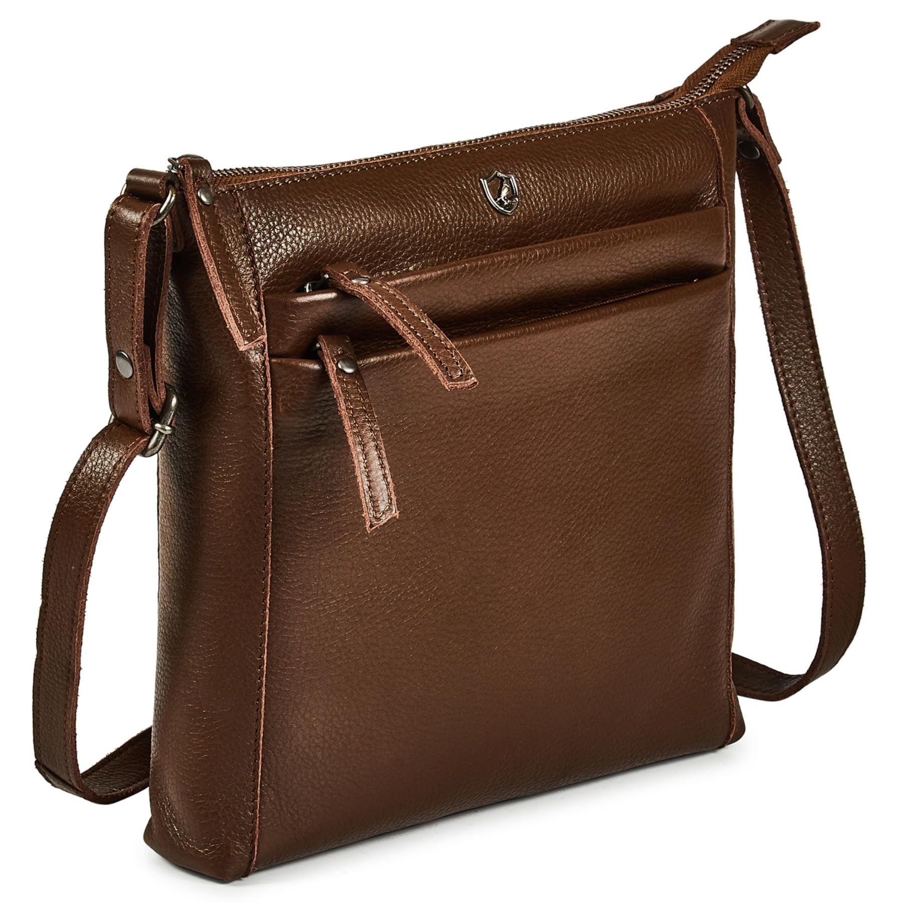 Leather Crossbody Bags for Women Small Genuine Nappa Purse Multi-Zip Travel Sling Shoulder Handbag Adjustable Strap