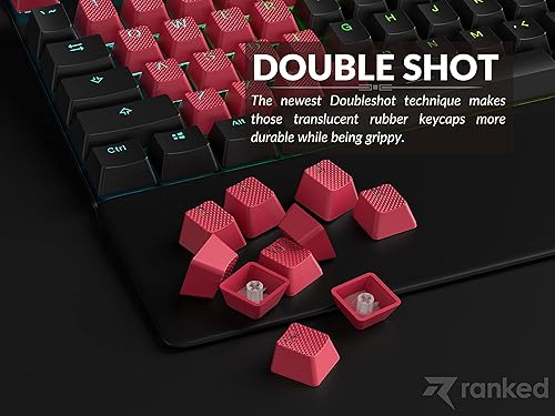Miniatura 4 de Ranked Juego de teclas de goma Double Shot translúcido Perfil OEM para teclado mecánico para juegos (Viva Magenta, 23 teclas)