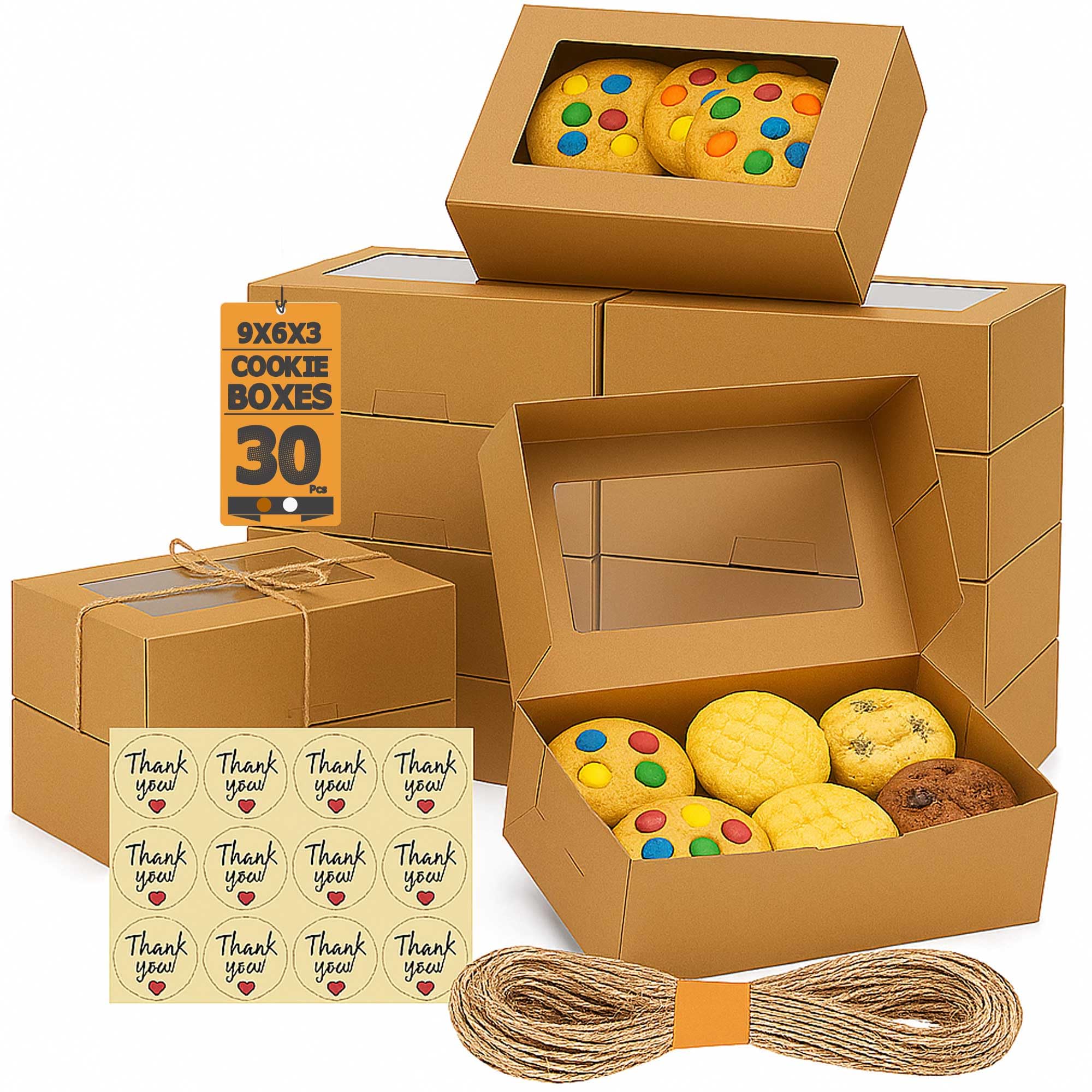Leafiew 9x6x3 Cookie Box Brown 30 Pack