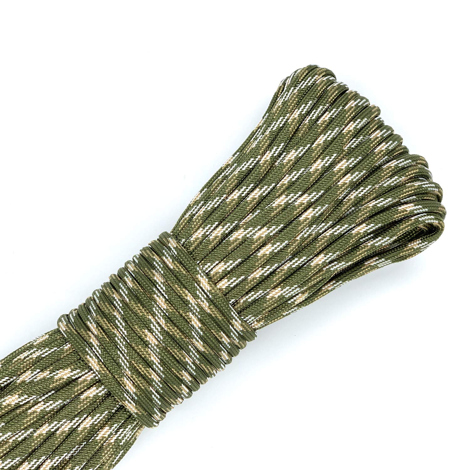 KOKKOYA (100.0 feet, Camo Army green Khaki) - POWER PARACORD mutifuctional fire cord 30m Paracord 550 Nylon Parachute Cord with Tinder Fire Starter Fishing Line cotton thread Outdoor Military Grade