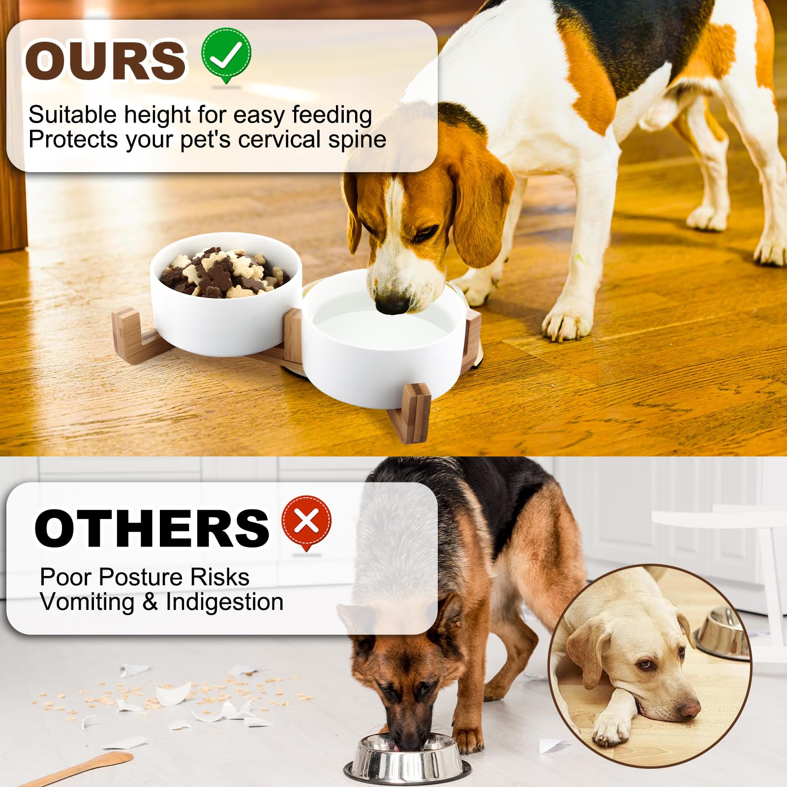 LOPYXBR Raised Dog Bowls with Stand Wood - Image 4