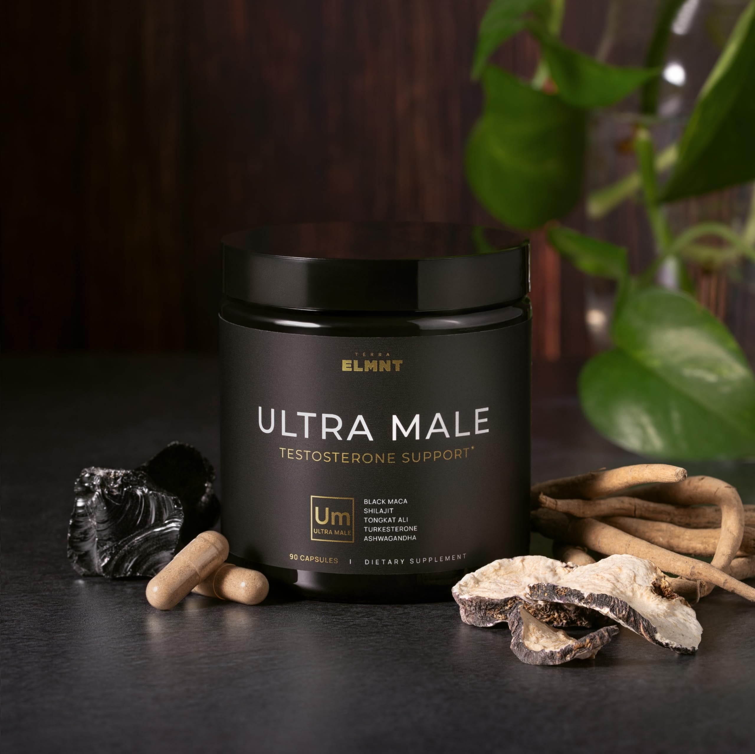 ULTRA MALE® Premium Testosterone Booster for Men w. 100:1 Shilajit, 40:1 Black Maca, Ashwagandha 25%, Tongkat Ali 10% - Clinical Strength Male Enhancing Testosterone Supplement for Men Health Libido+ - 5