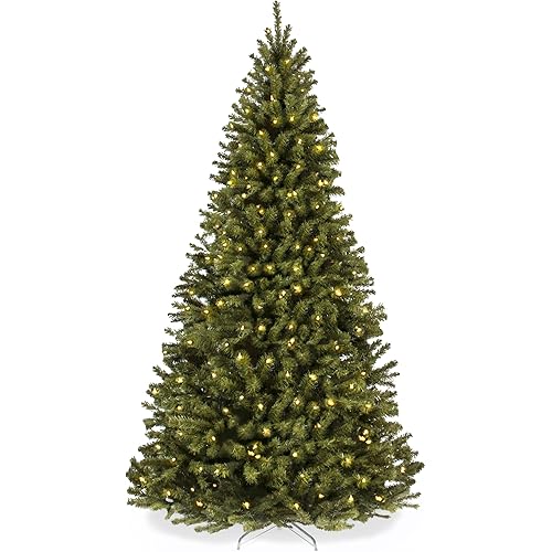 Best Choice Products 9ft Pre-Lit Spruce Artificial Holiday Christmas Tree for Home, Office, Party Decoration w/ 900 Incandescent Lights, 2028 Branch Tips, Easy Assembly, Metal Hinges & Foldable Base