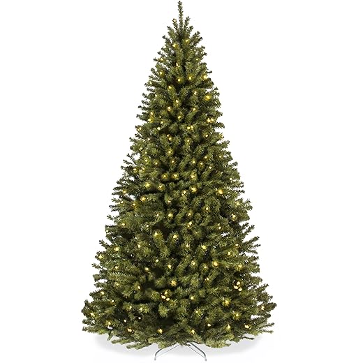 Best Choice Products 7.5ft Pre-Lit Spruce Artificial Holiday Christmas Tree for Home, Office, Party Decoration w/ 550 Incandescent Lights, 1346 Branch Tips, Easy Assembly, Metal Hinges & Foldable Base