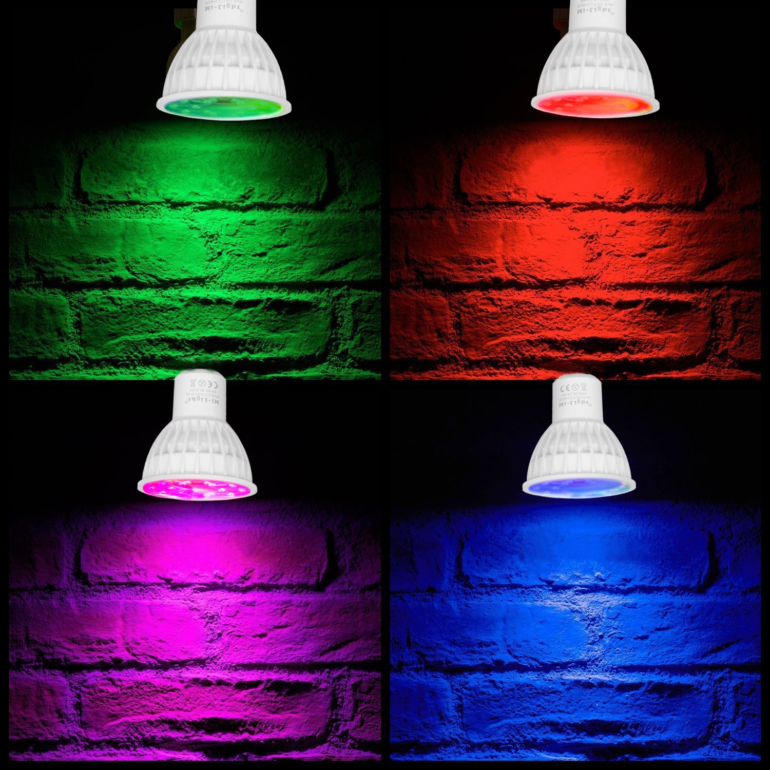 LIGHTEU, 8 x Ampoule LED colorée RGB+CCT (RGBWW) Milight original®, WiFi, 4W, GU10, blanc chaud à intensité variable, Avec Télécommande sans fil 2.4GHz RF [Classe énergétique A+]