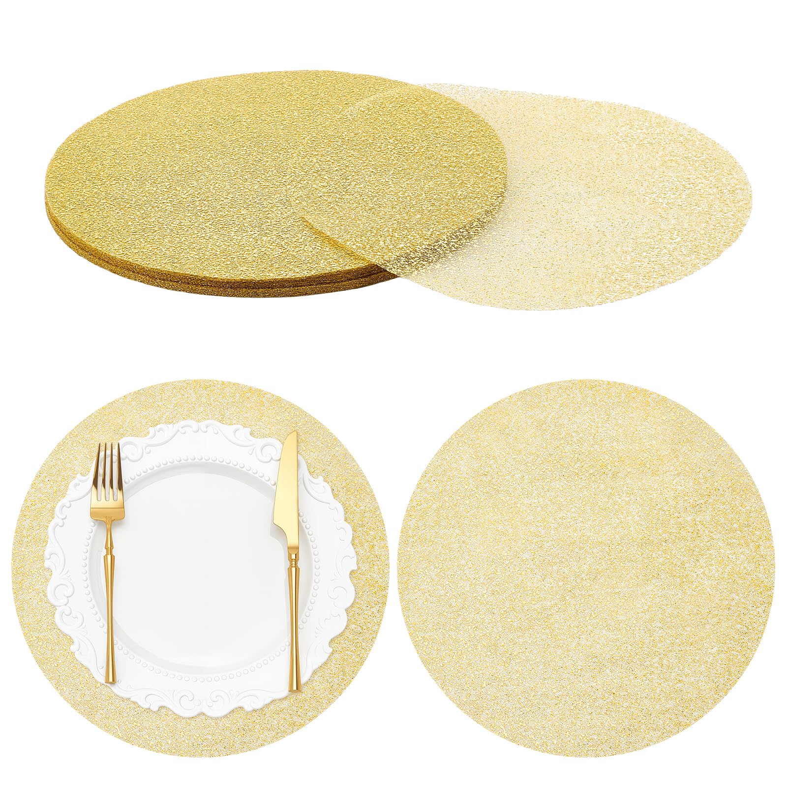 Photo 1 of GLASSWINDS 120PCS Disposable Gold Placemats, 13" Round