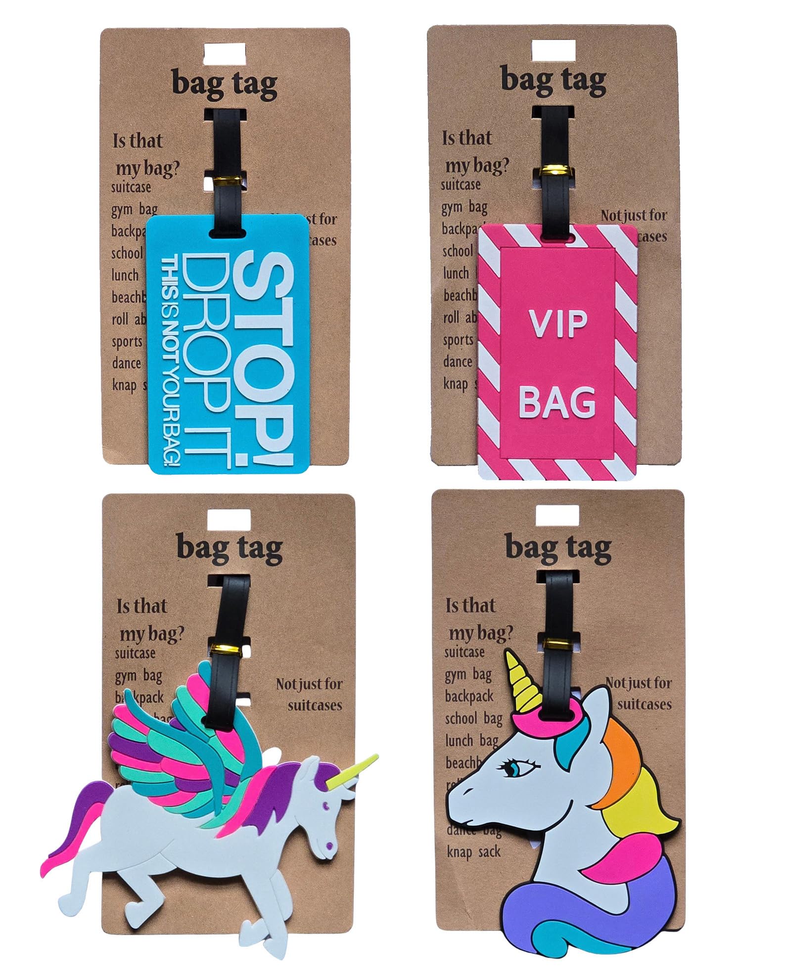 Store2508 Pack of 4 Luggage/Bag/Travel ID Label Tags for Suitcase & School Bags Unicorn Identifier Name Address Label, Multicolour NQ814_Set_D-image-41