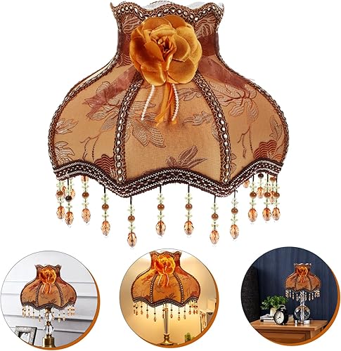 Miniatura 4 de DOITOOL Pantalla de princesa Accesorios Candelabros Bombillas Vintage Pantalla de tela Pantalla de mesa Pantalla de lámpara occidental Sombras