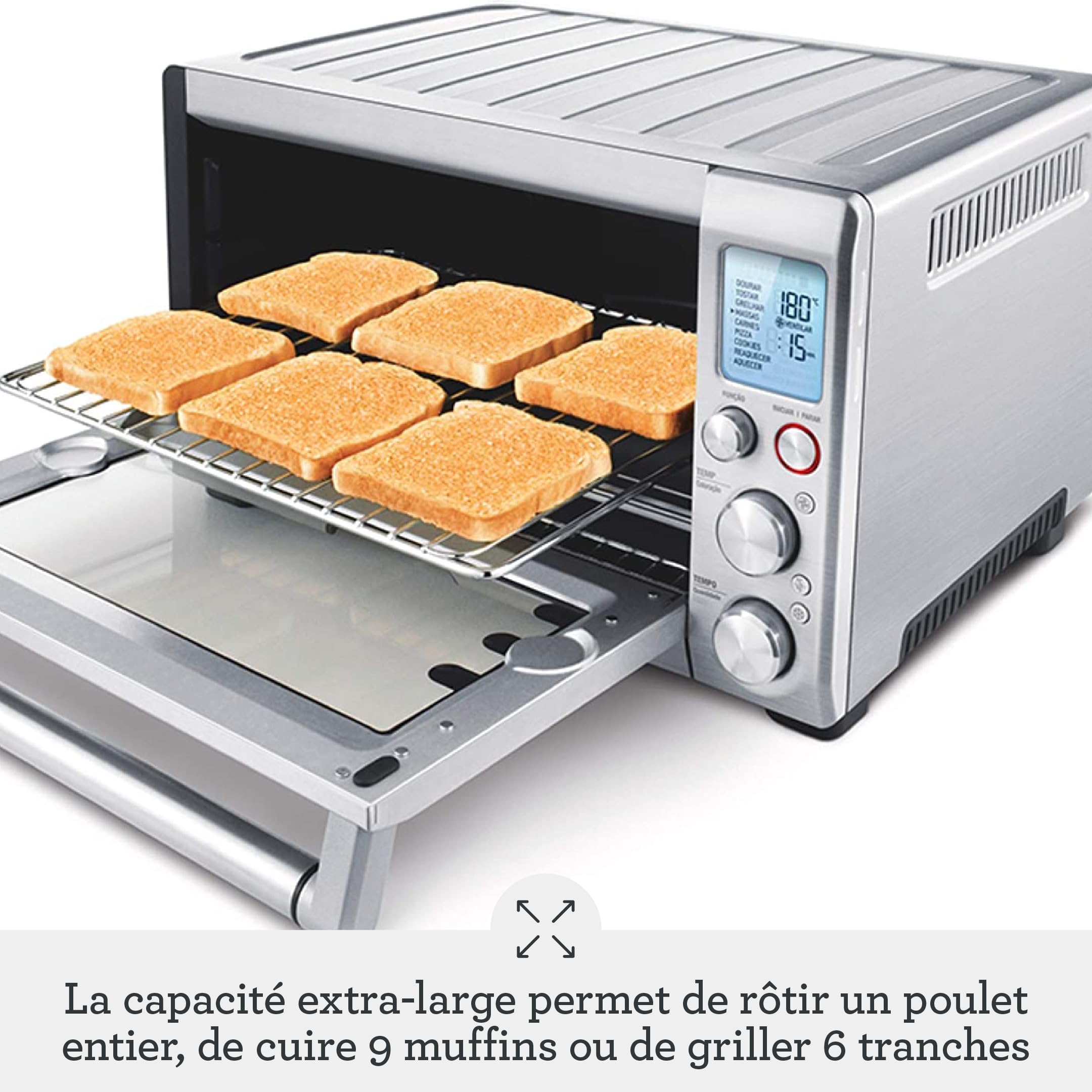 Sage – The Smart Oven Pro – mini piekarnik z 10 funkcjami gotowania – szybsze pieczenie, smażenie, duszenie, opiekanie, podgrzewanie – 2400 W, pizza 30 cm, cały kurczak – stal nierdzewna