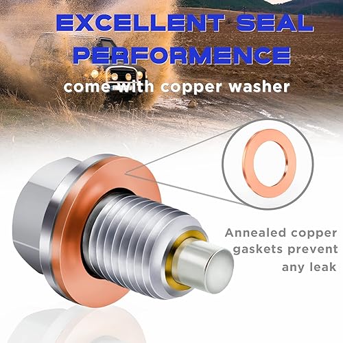 Miniatura 6 de Tapón magnético de drenaje de aceite M12 x 1.25, tapón de drenaje de bandeja de aceite de acero inoxidable, con junta de tapón de drenaje de aceite