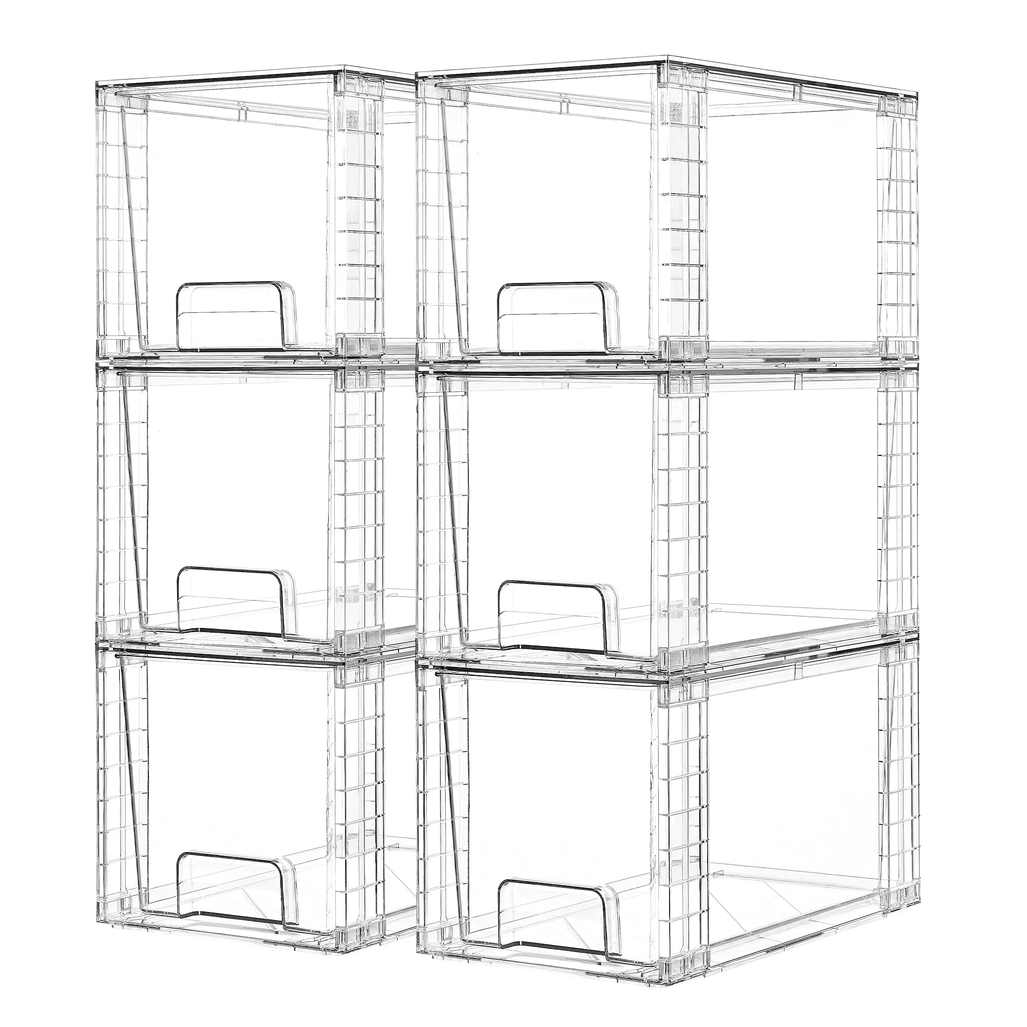 Vtopmart 6 Pack Large Stackable Storage Drawers 6 Clear( 6 Pack)