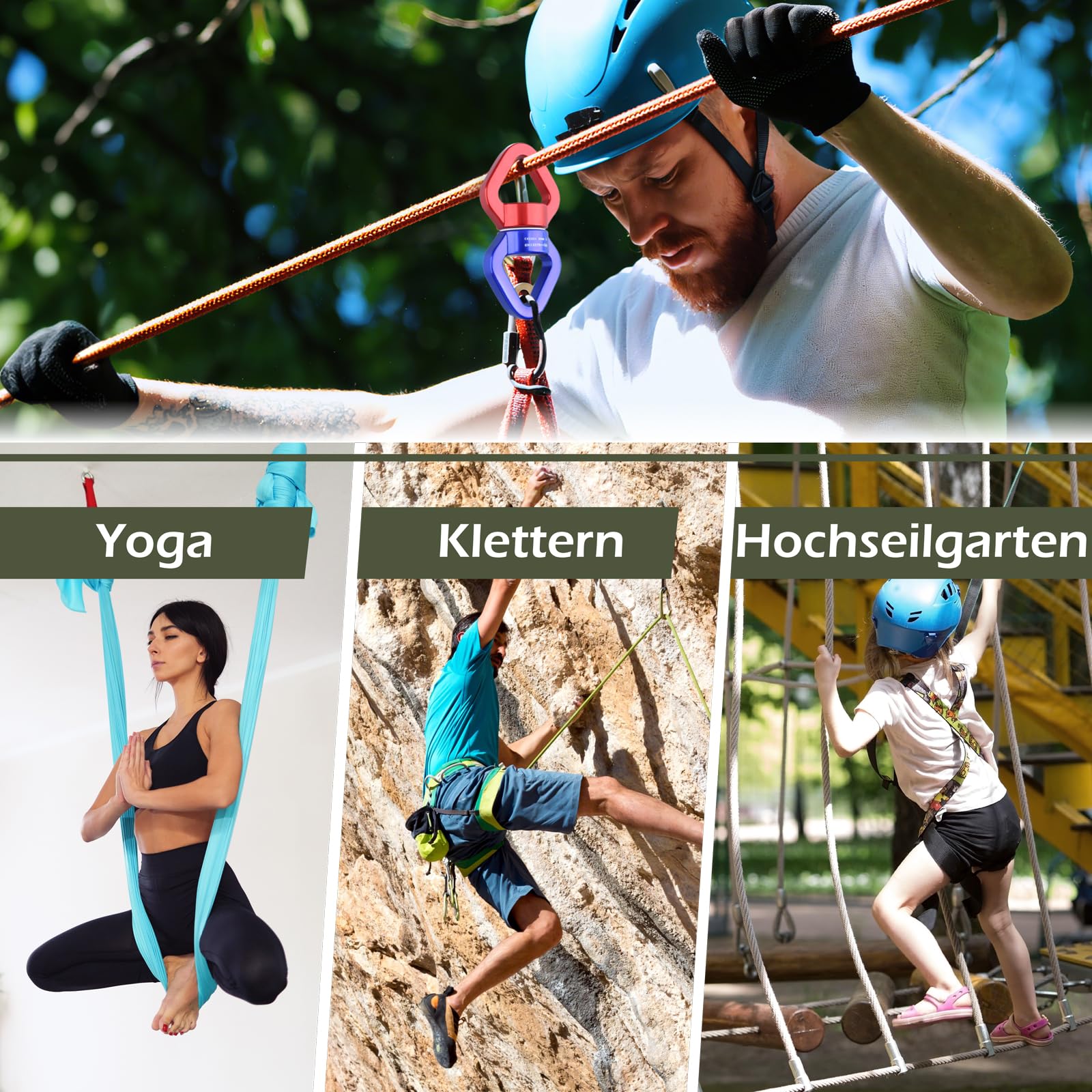 TRIWONDER 30kN 360 ° Rotator Swing Spinner Sicherheitsgerät, Rotationsgerät Karabiner für Klettern Hängematte