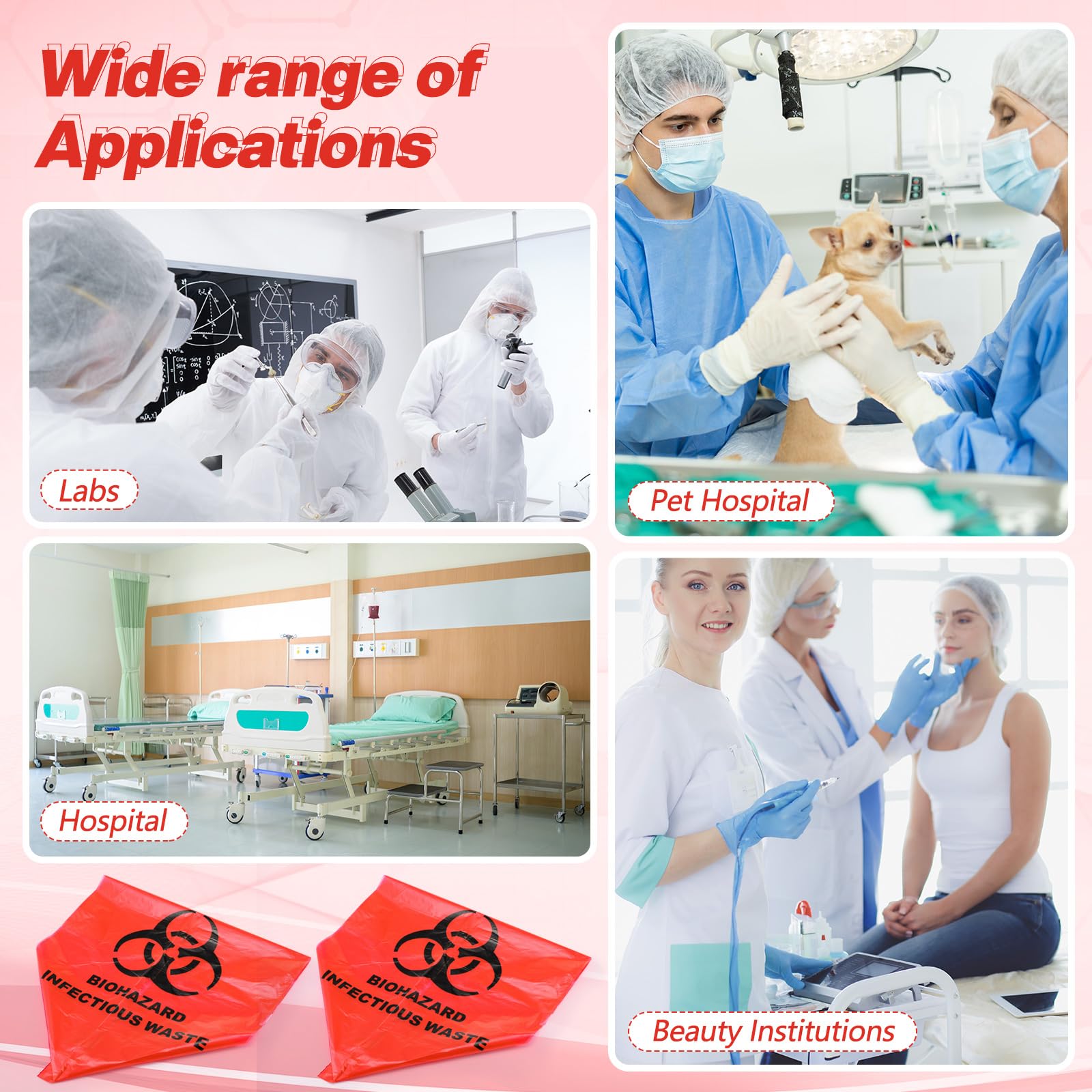 Geiserailie 200 Pack Red Biohazard Waste Bags 3 Gallon Infectious Trash — Amazon image 7
