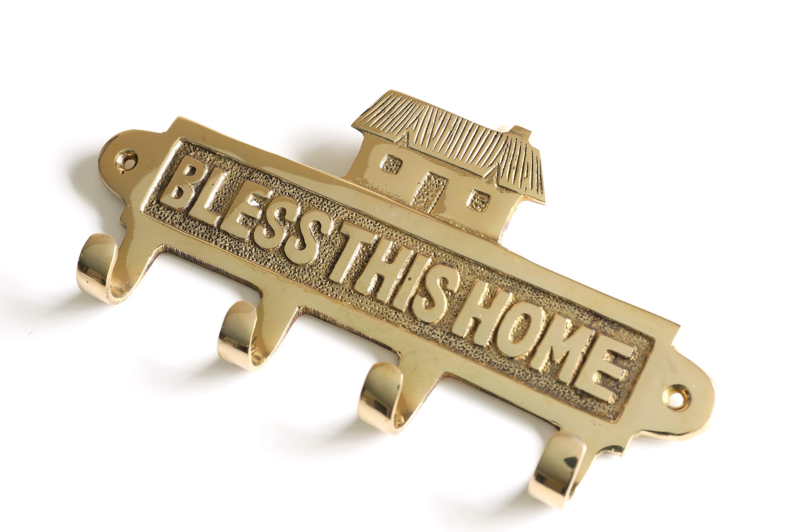 Brass Key Holder Bless This Home Durable Solid Brass 3 1/2" x 7 1/2" Easy-to-Hang Designed in Ireland