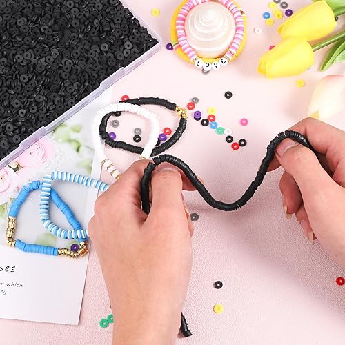 Miniatura 6 de JMUQ Juego de 4500 cuentas de arcilla verde para hacer pulseras, kit de pulsera de la amistad, cuentas Heishi de arcilla polimérica plana para