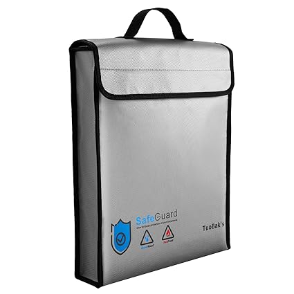 TuoBak's Fireproof Document Bag, Fireproof Waterproof Document Bag with Zipper, Upgraded Heat Insulated 15.8 - ?x 12.6 - ? - 3.1 - ? for Cash, Important Documents and Valuables