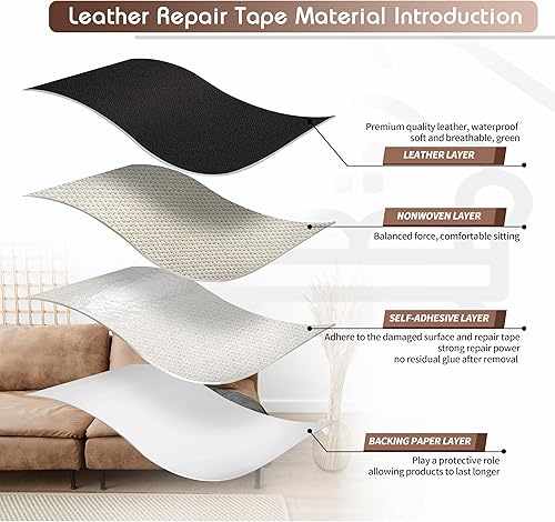Miniatura 3 de Parches de reparación de cuero para sofás de 16 x 60 pulgadas, sofá autoadhesivo grande, asiento de automóvil, muebles de cuero, kit de parche de