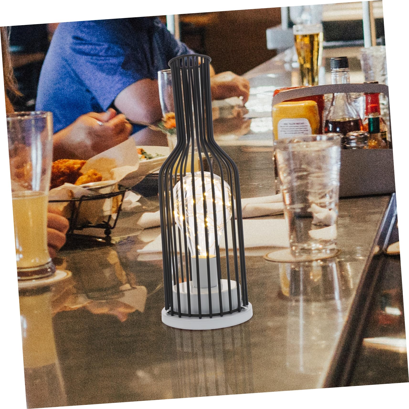 Lampada Decorativa per Bottiglia di Vino in Ferro e Abs Nero