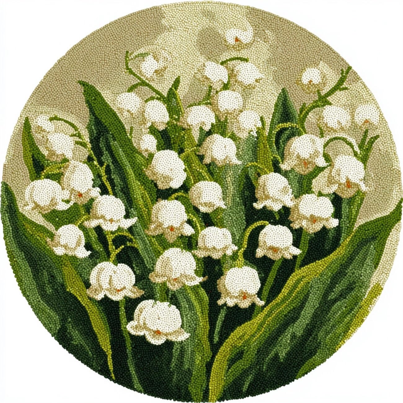 Kitquiver Rug Making Kit for Adults White Lily of the Valley 60x60cm