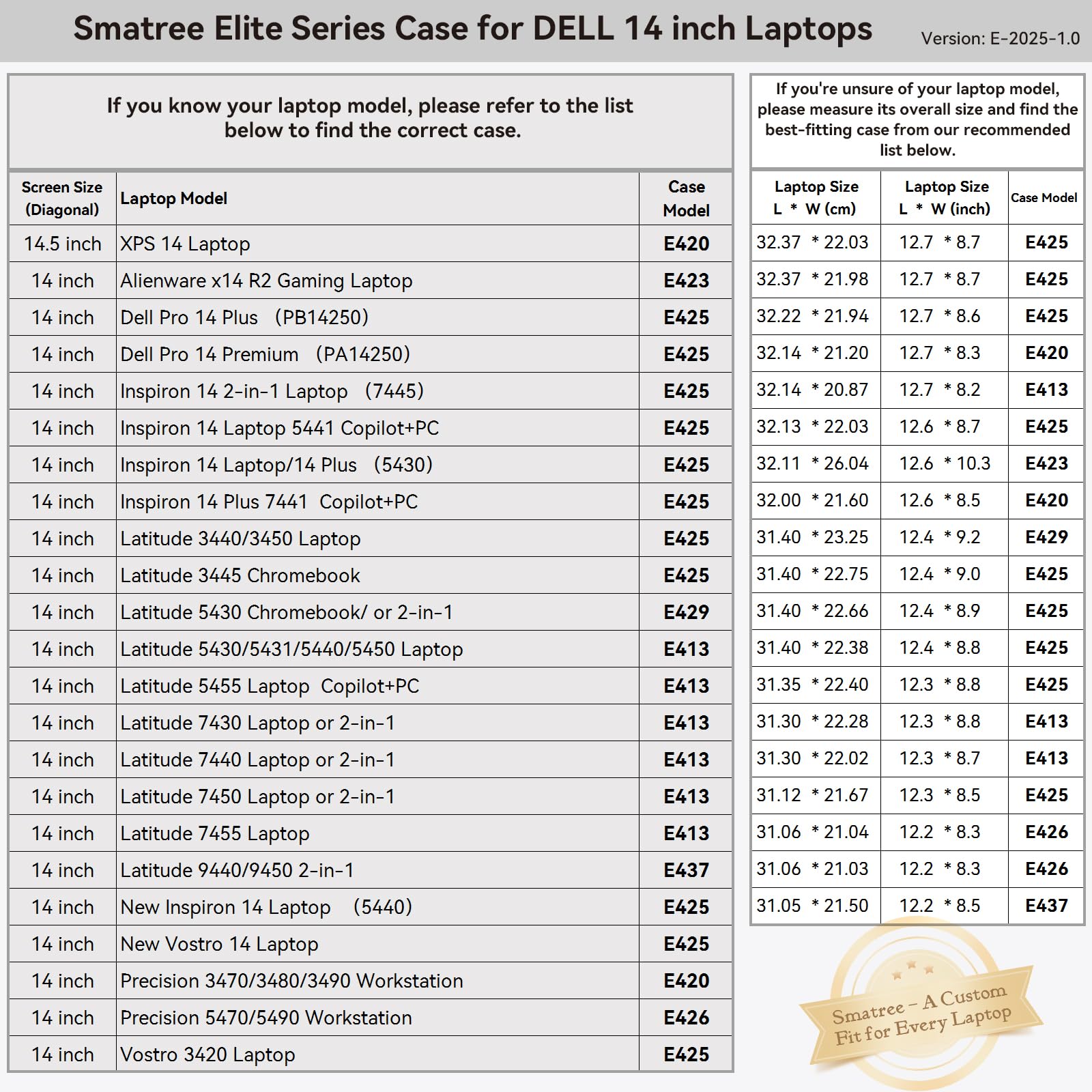 Smatree Laptop Sleeve For 14 Inch DELL Latitude 7430 Laptop