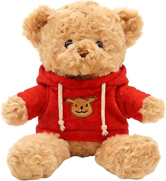 Soft Teddy Bear Stuffed Animals, 11.8 Teddy Bear Plush Toy Wearing Sweater Birthday Christmas Valentines Day Gift for Kids Girlfriend Red