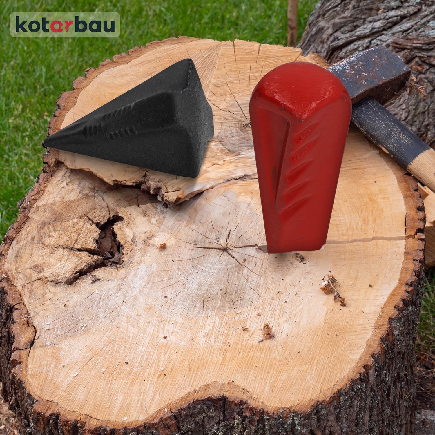 KOTARBAU® Geschmiedeter Spaltkeil aus Stahl 214 mm 2,2 kg Keil Holzspaltkeil Spaltgranate Holzspalter Fällkeil Scheitkeil Nachsetzkeil SchwarzTreibkeil zum Spalten von Holz