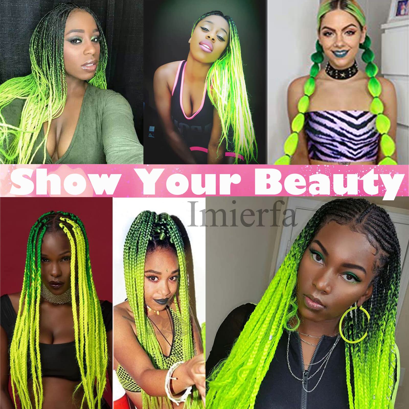 Amazon.com : Imierfa Braiding Hair Ombre Green 2 Tone Color 
