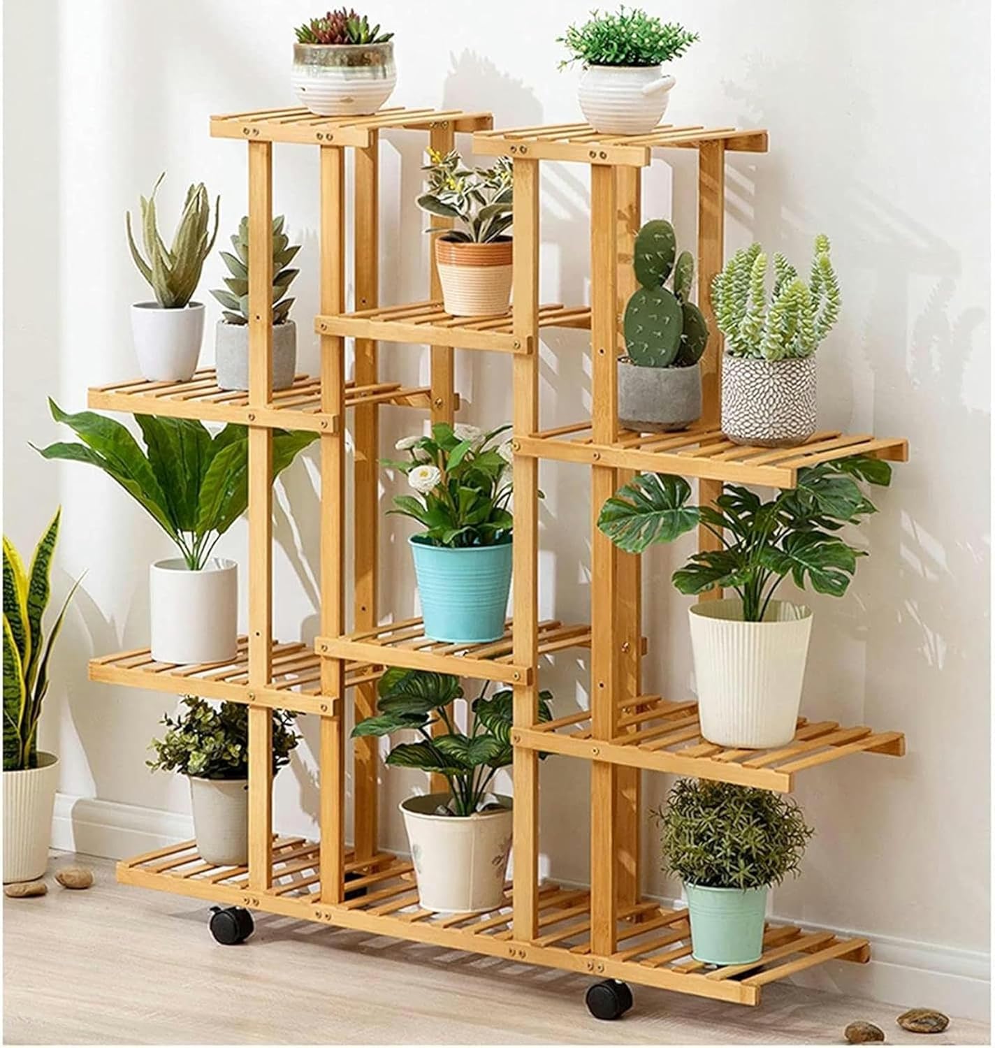 Interior Plants Support Support for Rolling Plants Exhibition of Plants Shelves for Various Flowers with Blockable Wheels ， Support for ，