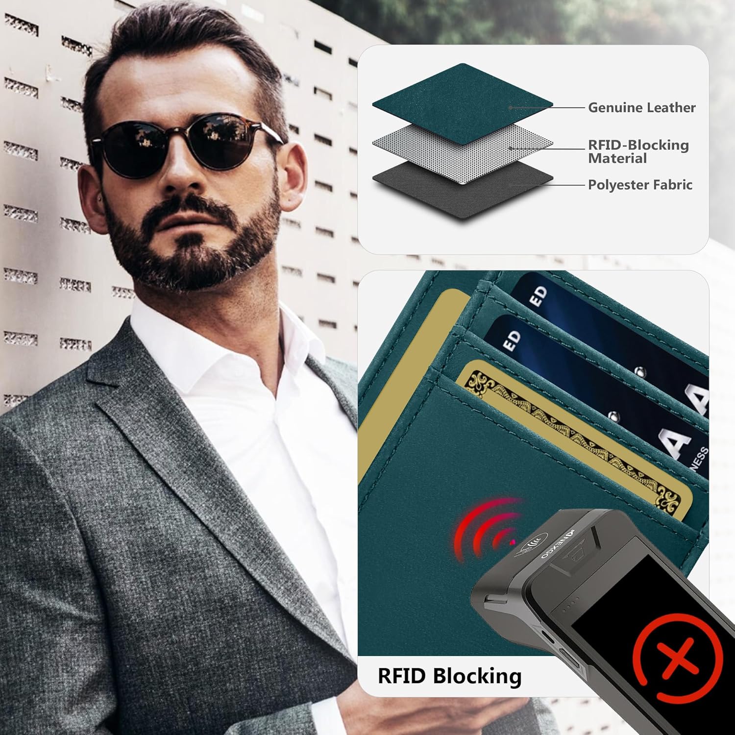 Travelambo 100% Genuine Leather Wallet for Men and Women, Slim Minimalist RFID Blocking Front Pocket Credit Card Holder with Gift Box - Image 4