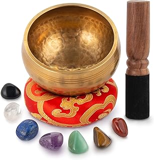 Tibetan Singing Bowl Set - Easy To Play for Beginners - Authentic Handcrafted Mindfulness Meditation Holistic Sound Bowl 7...
