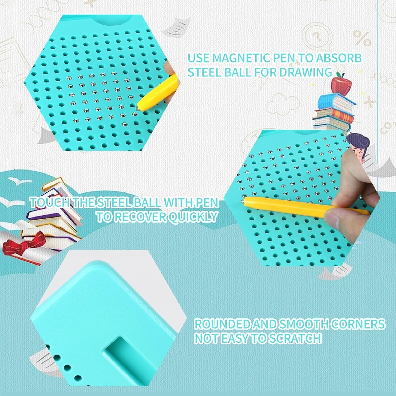 AIVORO 2 Pezzi Tavolo da Disegno Magnetico:Disegno con Piccole Palline Magnetiche in Acciaio per Bambini Tavolo da Disegno Magnetico Tavoletta Bambini Giocattolo Educativo (Rosa, Verde) (Pink Green)
