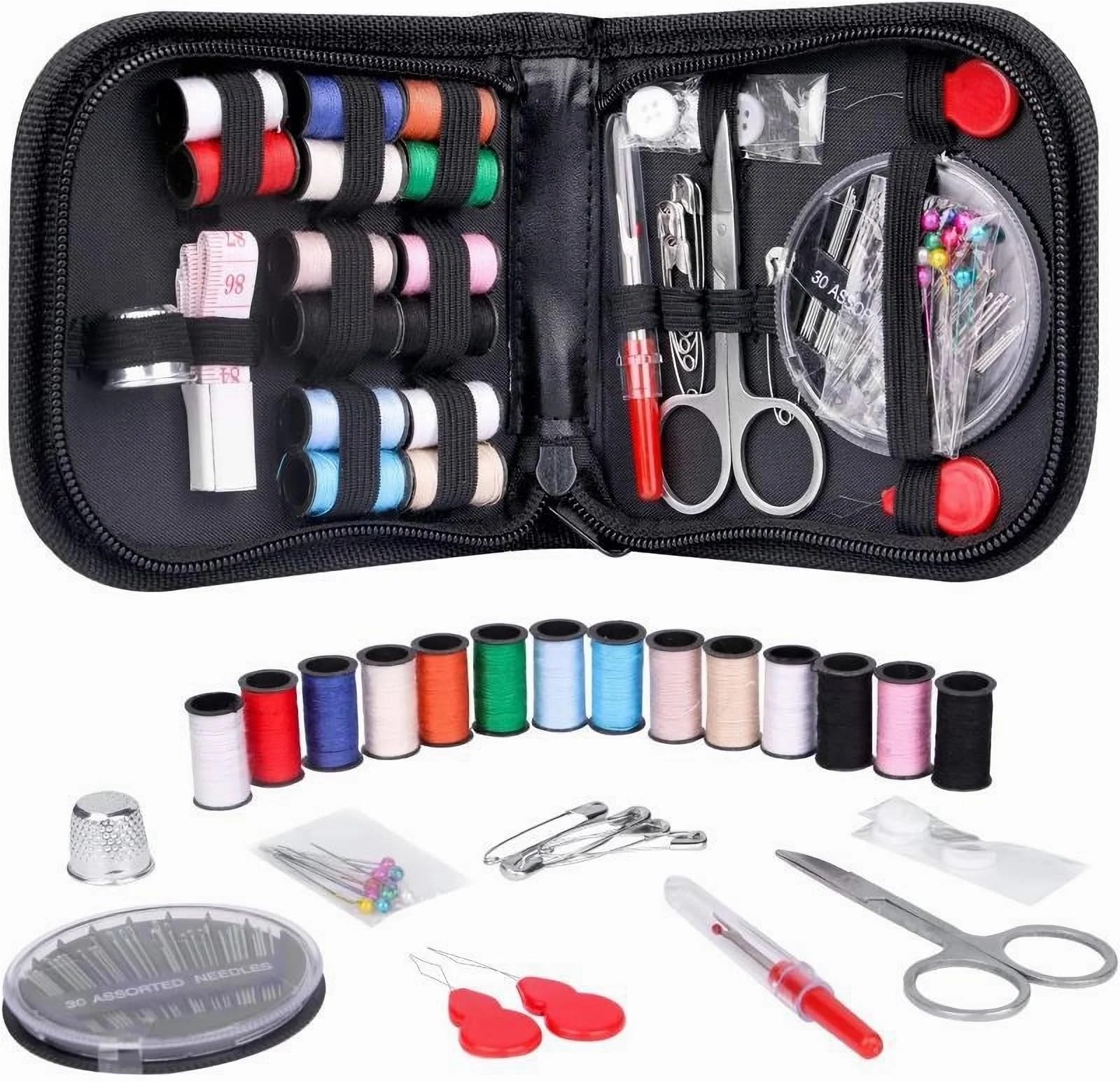 Sewing Kit Compact and Portable 1 Set Sewing Kit Compact and Portable for Beginners and Professionals Includes Needles Thread Scissors and Other Essential Access(68-piece- Black)