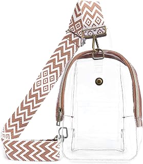 Clear Sling Bag Stadium Approved for Women Mini Crossbody Shoulder Bag with Guitar Strap Transparent Casual Chest Daypack