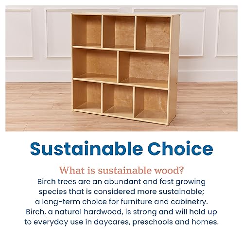 Miniatura 8 de ECR4Kids Streamline - Armario de almacenamiento de 8 compartimentos 36 pulgadas muebles de aula natural