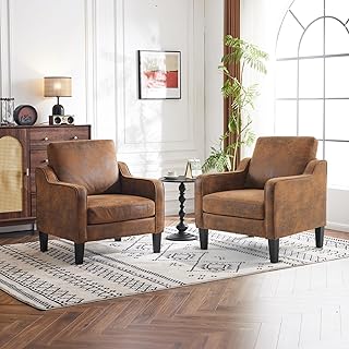 VINGLI Accent Chairs Set of 2 Living Room Chairs Rustic Reading Chair fo...
