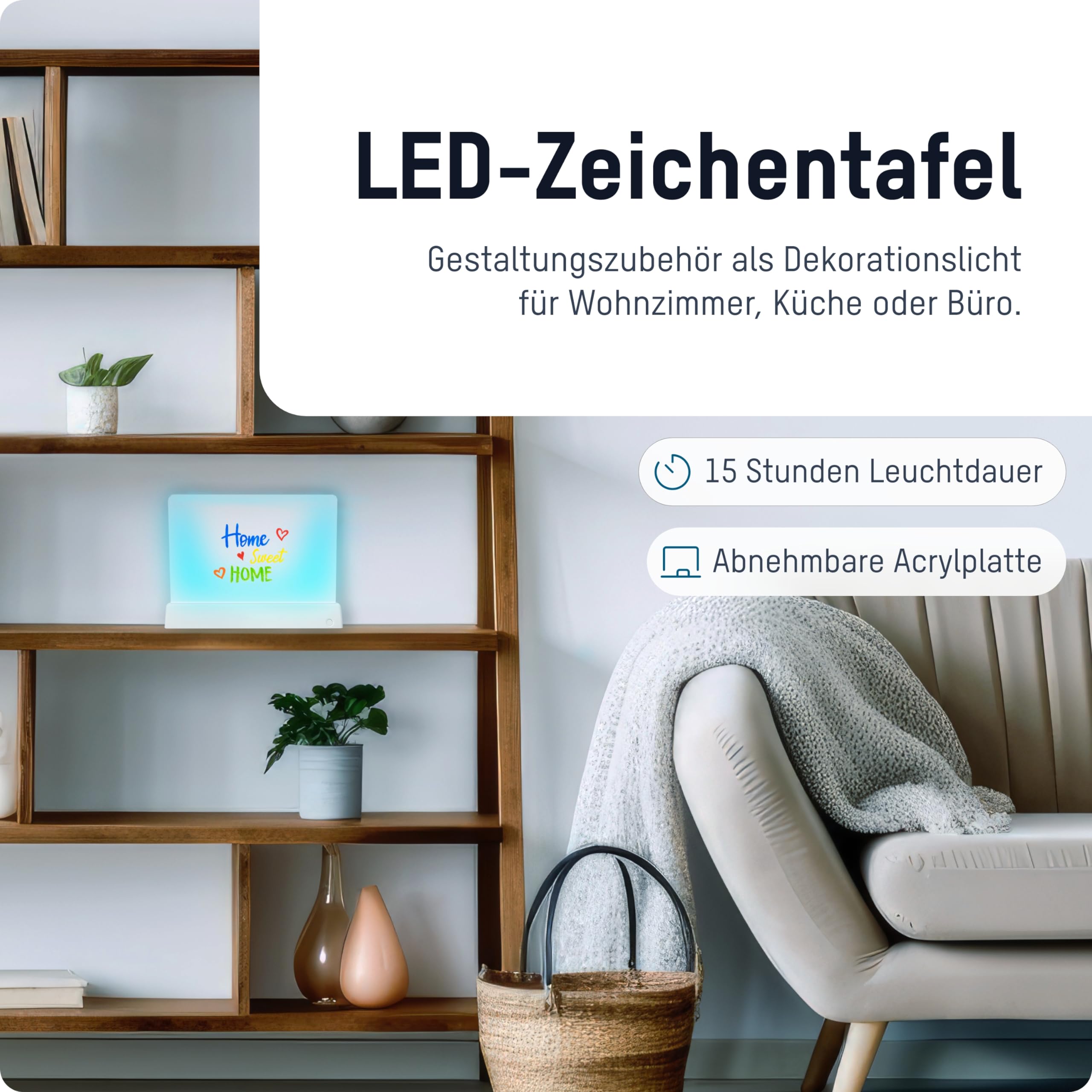 ANSMANN Tavolo da disegno luminoso con varie funzioni di luce LED, accessorio di design come luce decorativa, Tavolo da disegno luminoso per un divertimento vario nella pittura
