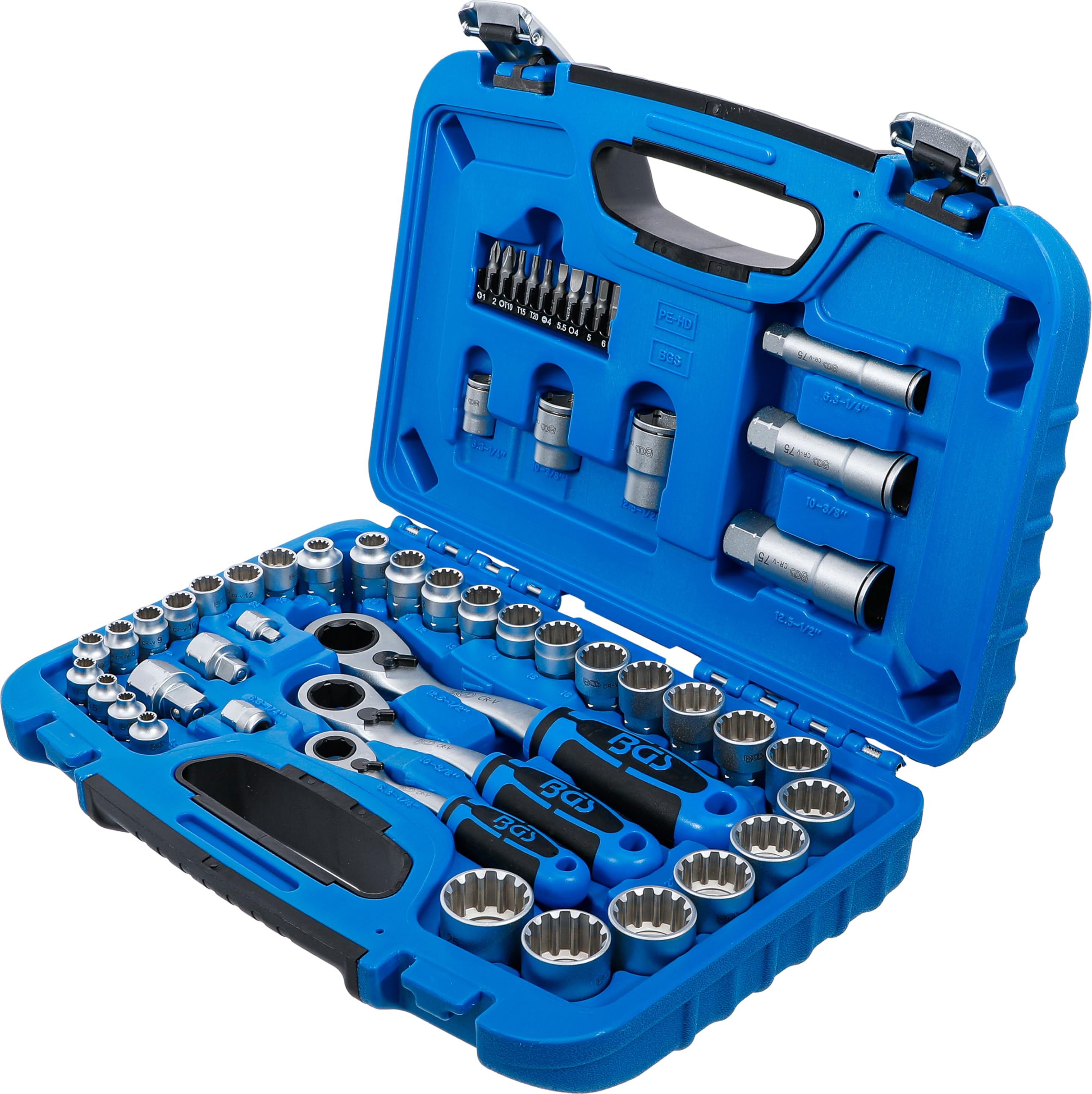 BGS 2181 | Juego de llaves de vaso con agujero pasante | Gear Lock | 4,5 - 25 mm | 52 piezas
