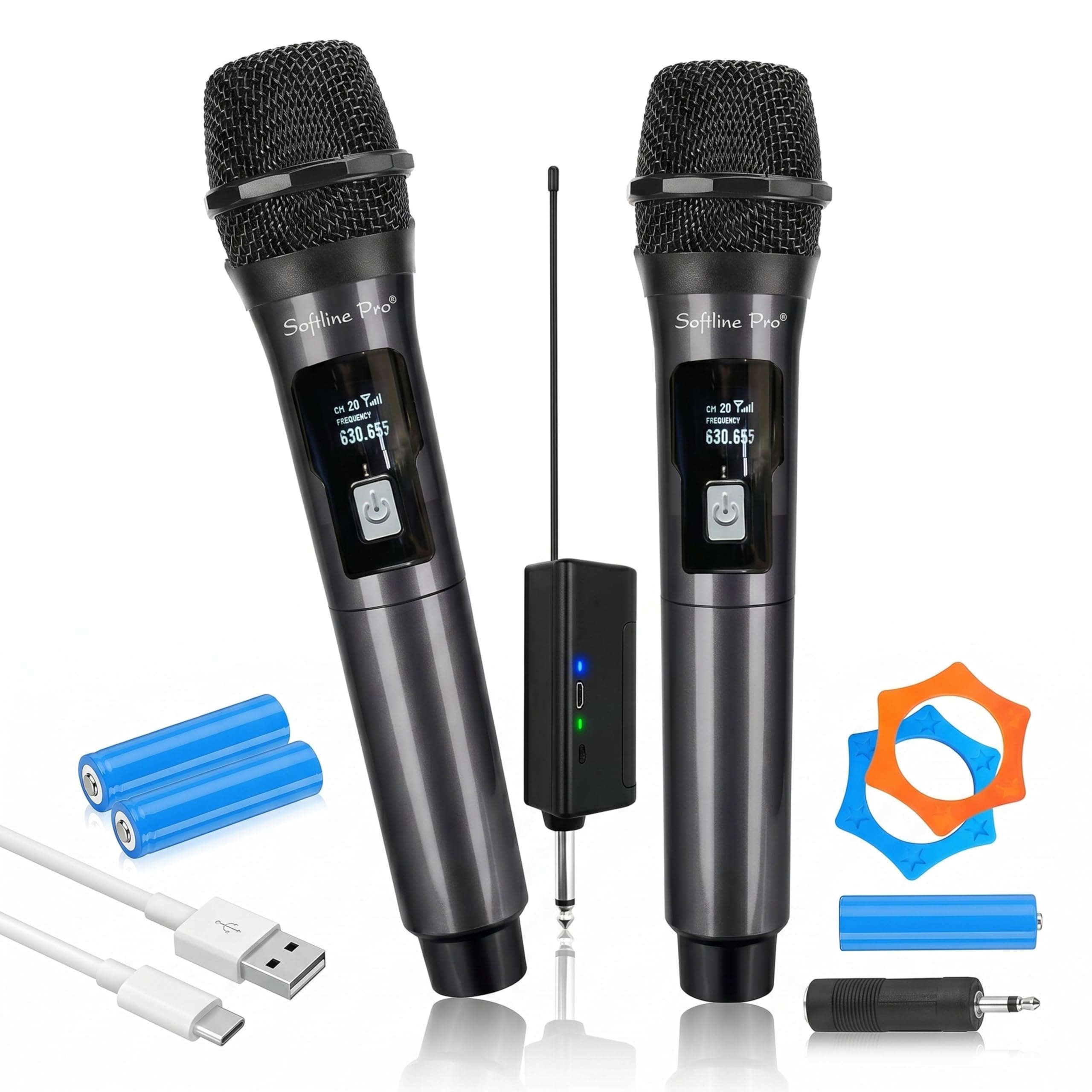Drumstone UHF Dual Wireless Dynamic Microphone Set with Rechargeable Receiver & Handheld Mics for Karaoke Singing Stage Performance Events Public Speaking DJ Party & PA Speaker Use-picture-19