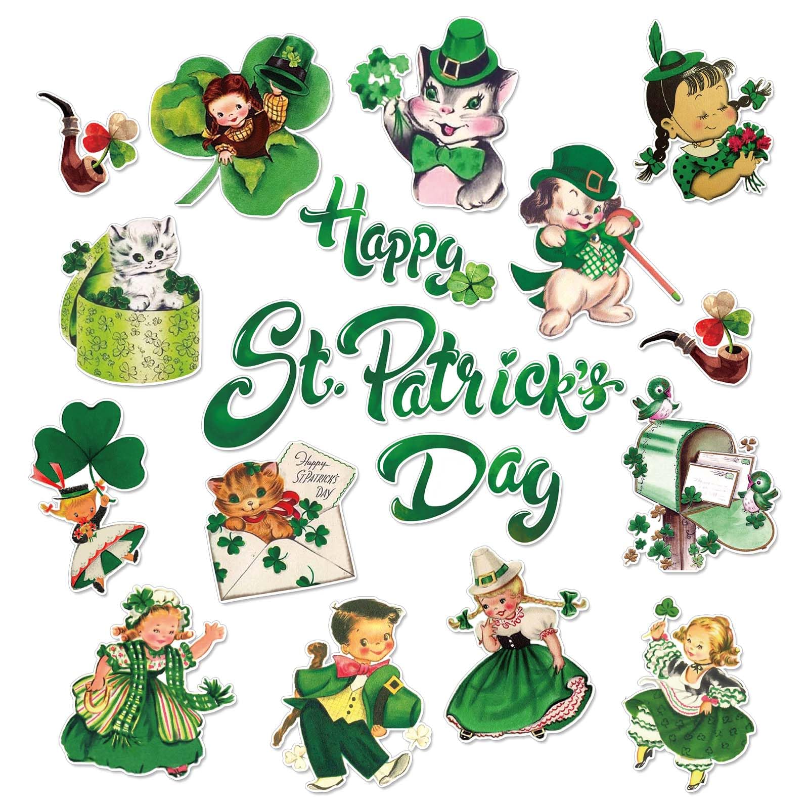 Décoration de tableau d'affichage pour la Saint-Patrick : lot de 54 découpes vintage festives