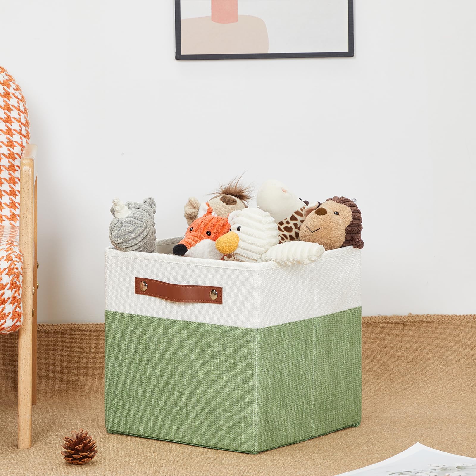 Set di 6 cestini portaoggetti, pieghevoli, cubi portaoggetti in tessuto con manico, per camera da letto, casa, ufficio, organizer pieghevole per cassetti della cameretta dei bambini, 26 x 26 x 27 cm