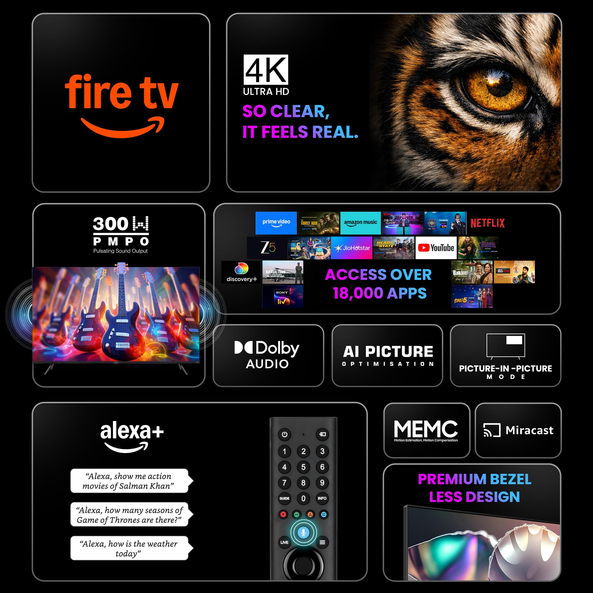 Onida 108 cm (43 inch) Ultra HD 4K Smart LED Fire TV 43UFD — Amazon image 3
